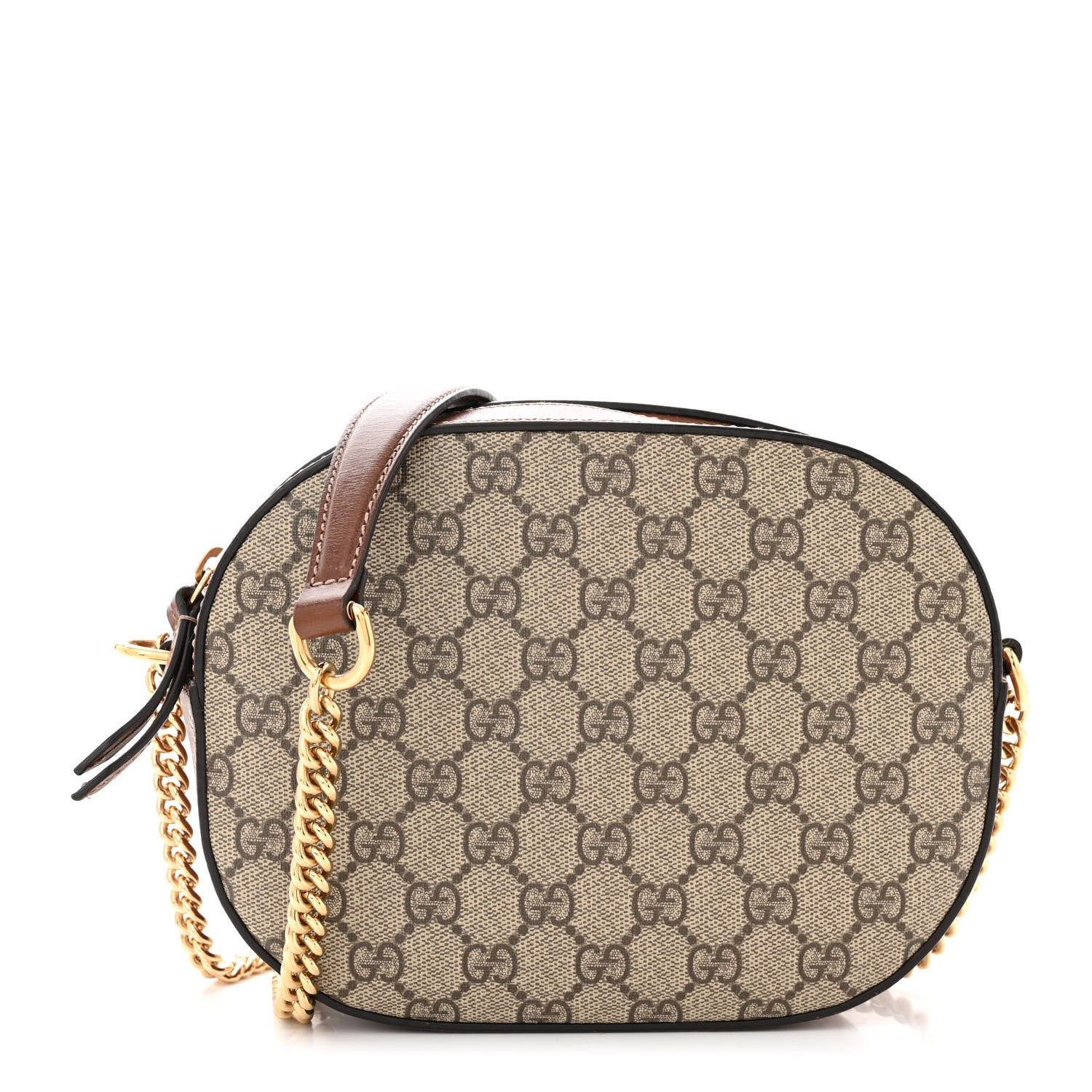 Gucci GG Supreme Monogram Cuoio Toscano Mini Chain Shoulder Bag Beige Ebony Cuir 1 of 11
