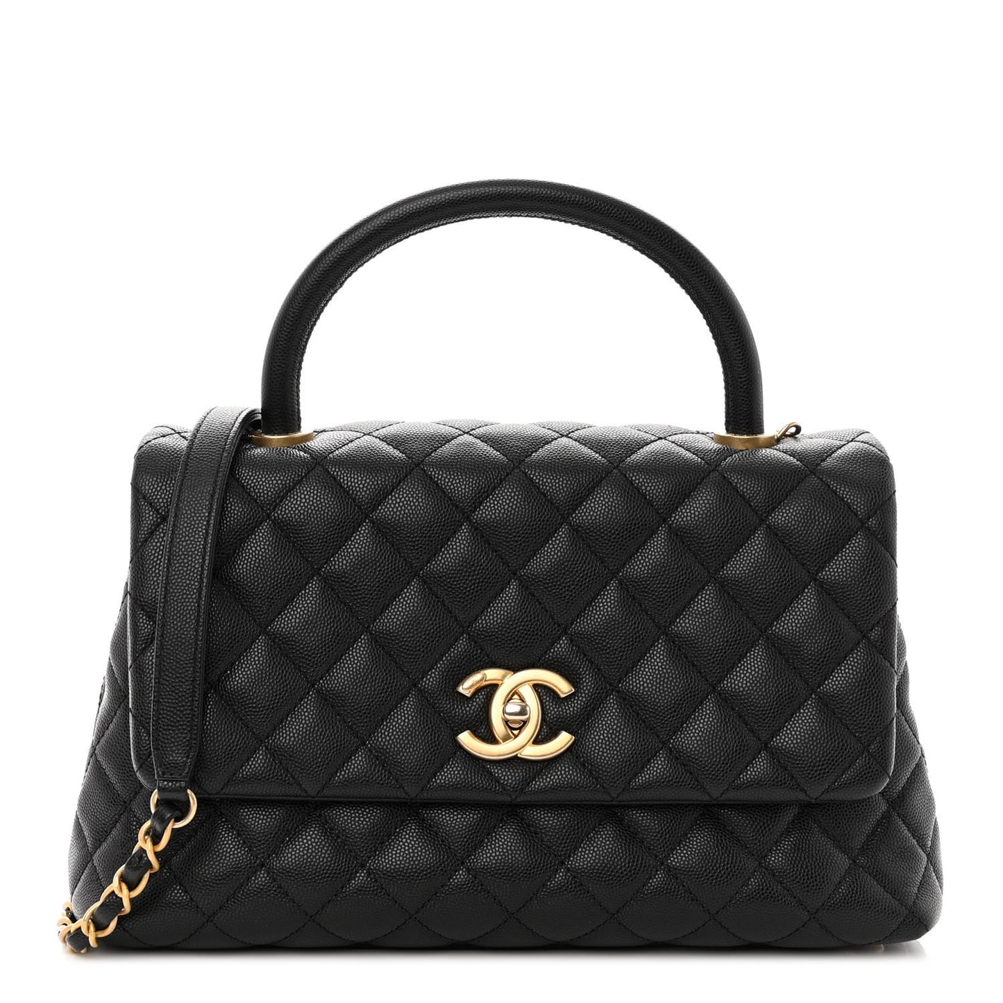 Caviar Quilted Small Coco Handle Flap Black