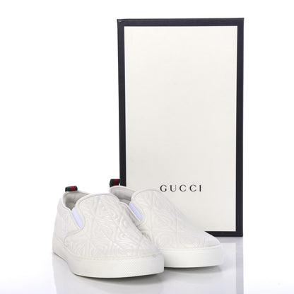 Gucci Nappa Web G Rhombus Quilted Mens Slip On Sneakers 8.5 Great White 10 of 10