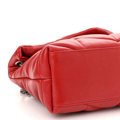 Saint Laurent Lambskin Quilted Small Loulou Puffer Monogram Chain Satchel Red 10 of 11