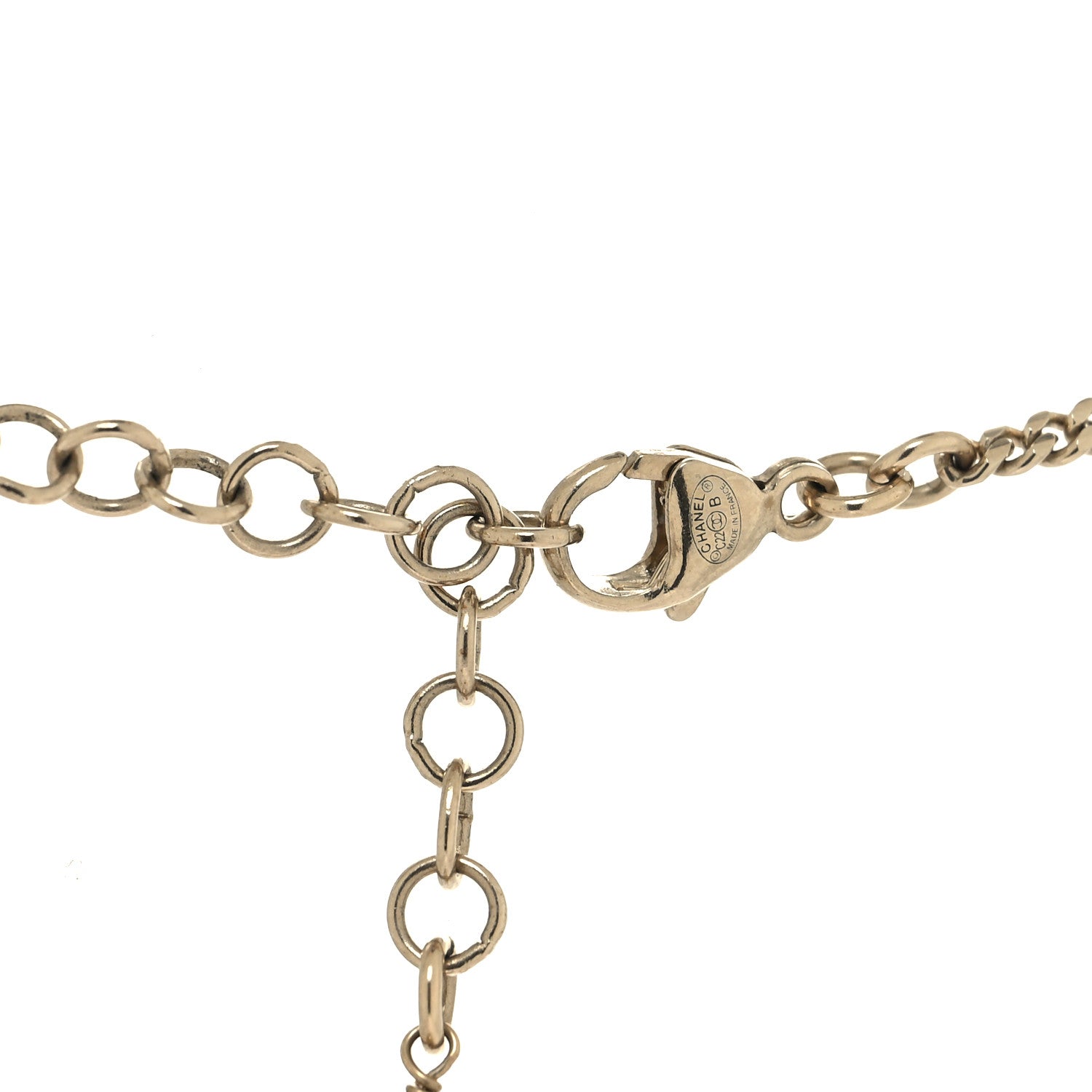 Chanel Pearl Crystal CC Heart Necklace Gold Pearly White Black 4 of 5