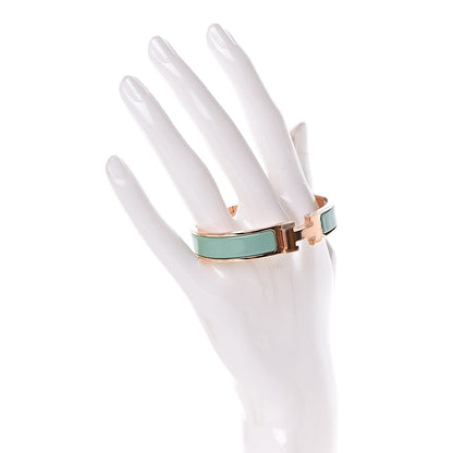 Hermes Enamel Narrow Clic Clac H Bracelet PM Vert Aqua 2 of 4