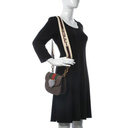 Gucci Textured Calfskin Web Crystal Heart Stripe Small Totem Shoulder Bag New Acero 2 of 10
