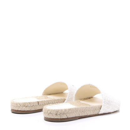 Chanel Tweed Grosgrain CC Mule Slide 35 White Black 4 of 10