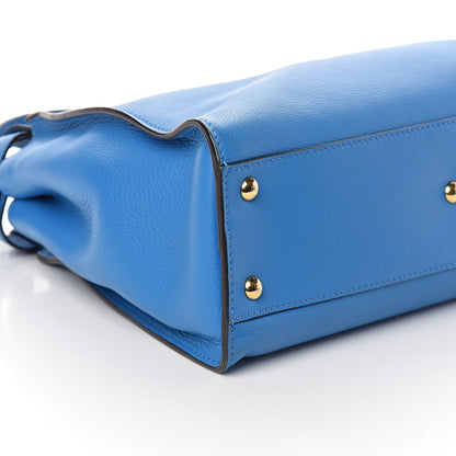 Fendi Vitello Seta Medium Peekaboo Iconic Satchel Blue Royal 6 of 7