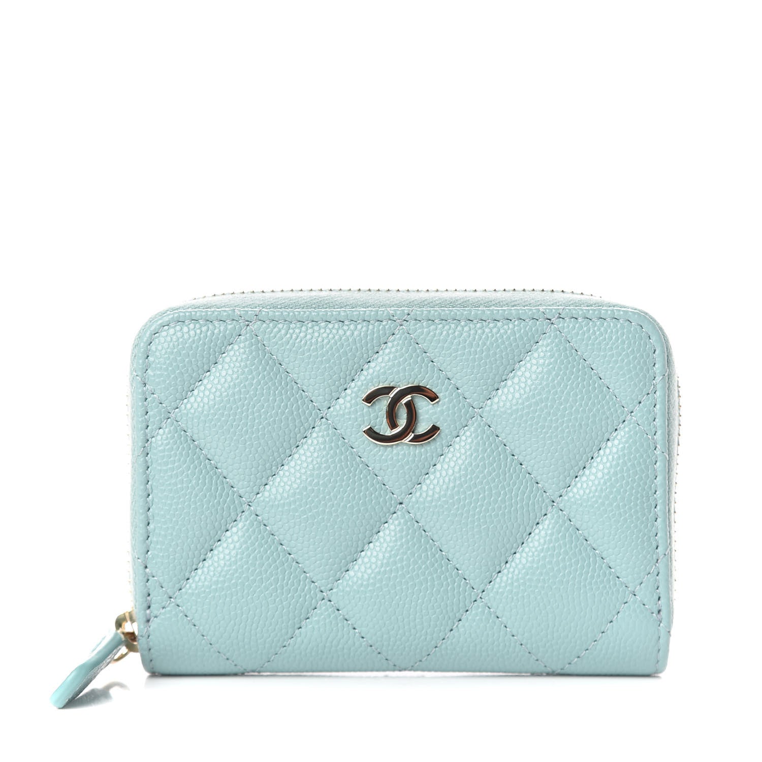 Chanel Caviar Quilted Zip Coin Purse Light Blue 1 of 10