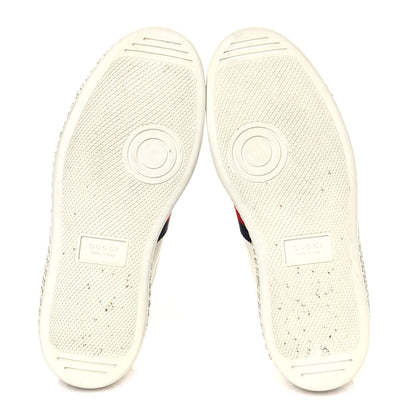 Gucci Calfskin Crystal Web Bee Embroidered Womens Ace Platform Sneakers 36 White 5 of 8