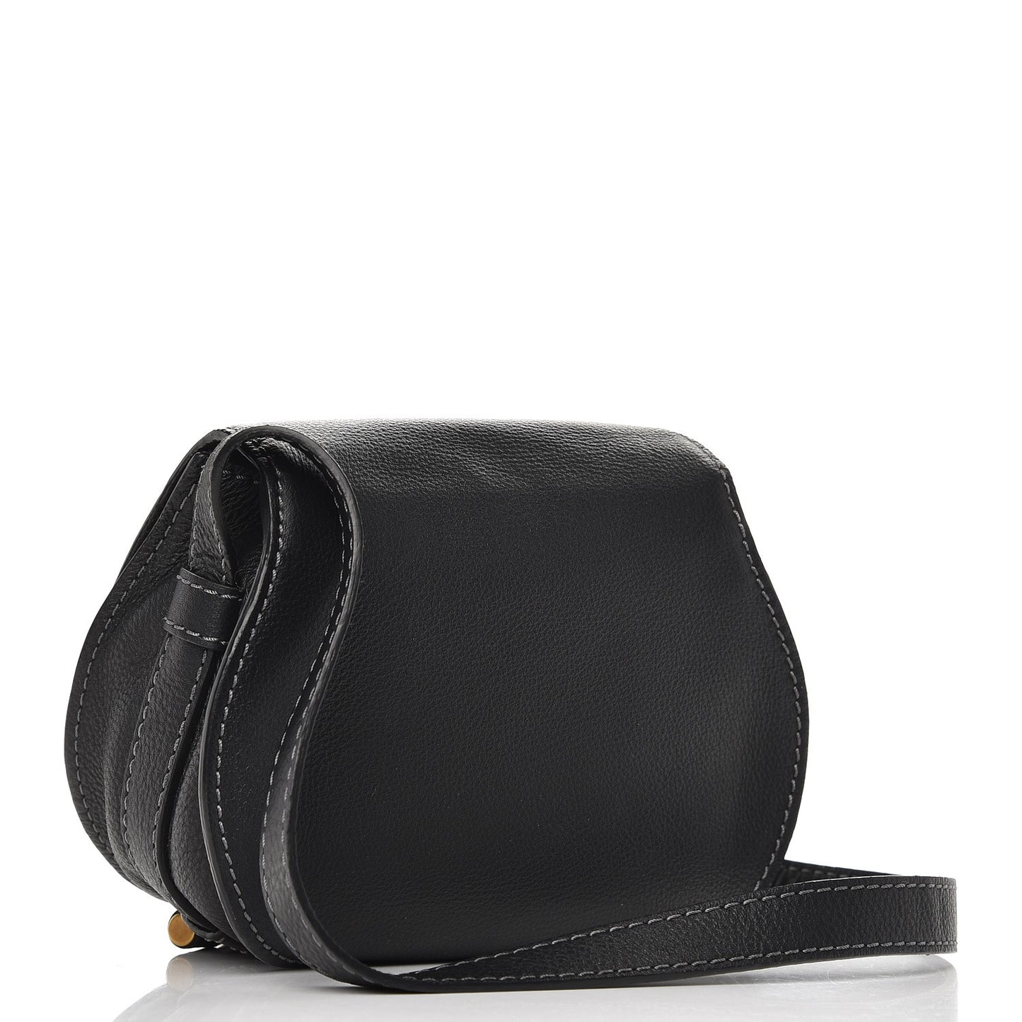 Calfskin Mini Marcie Round Crossbody Bag Black