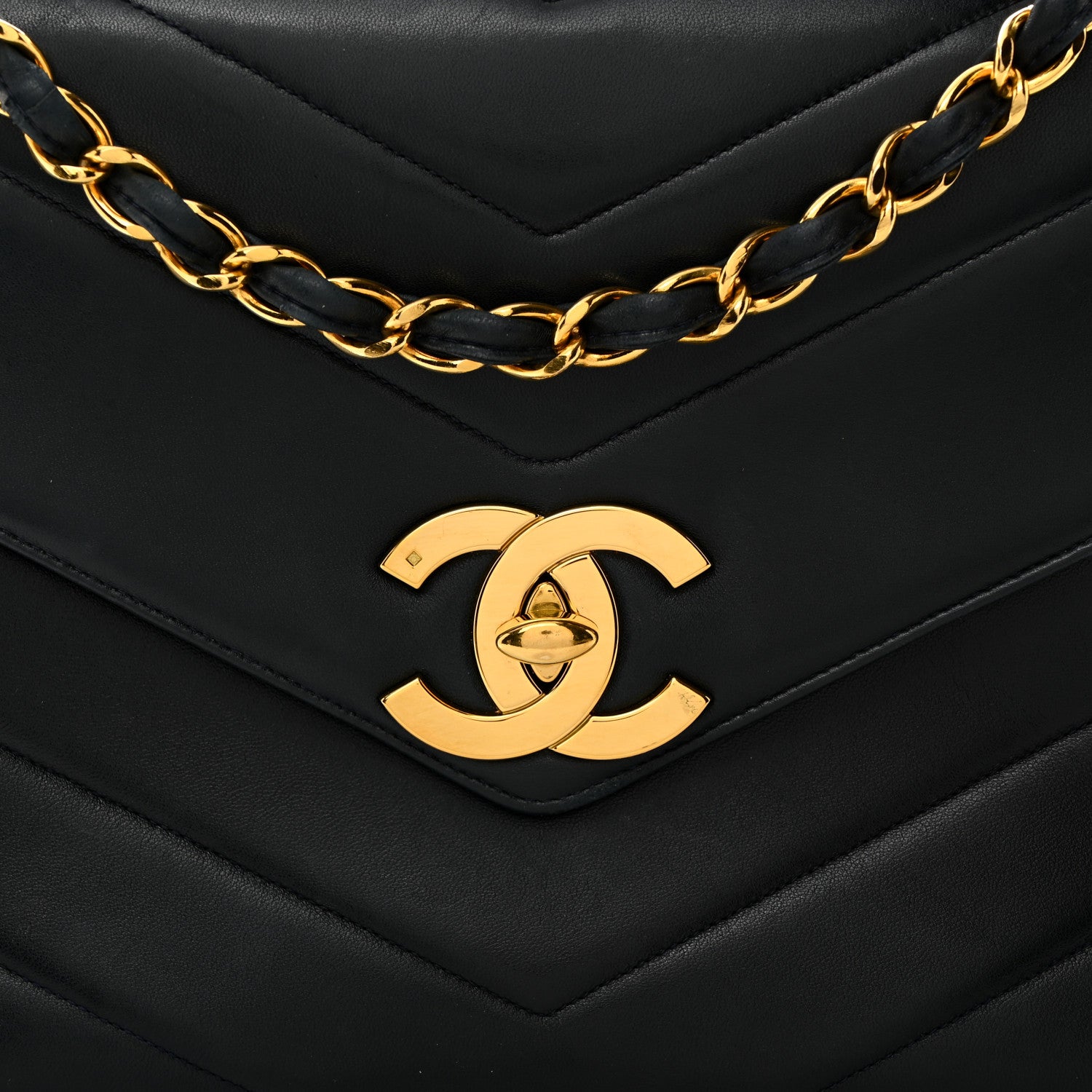 Chanel Lambskin Chevron Quilted Jumbo Single Flap Navy 8 of 11
