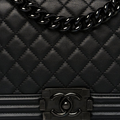 Chanel Lambskin Quilted Medium Boy Flap So Black 8 of 14