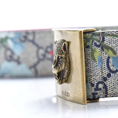 Gucci GG Plus Monogram Blooms Plaque Belt 95 38 Blue 5 of 5