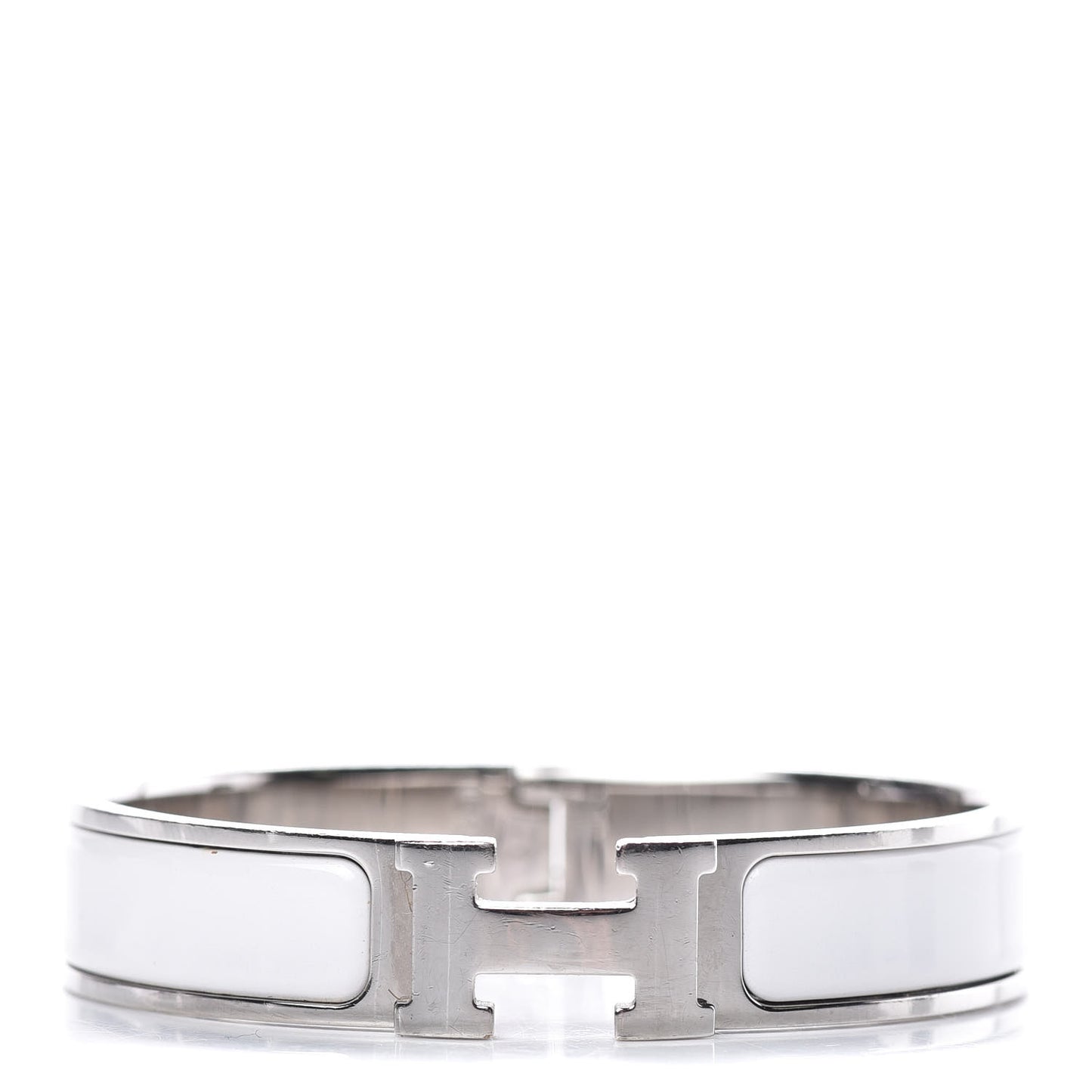 Enamel Narrow Clic Clac H Bracelet PM White