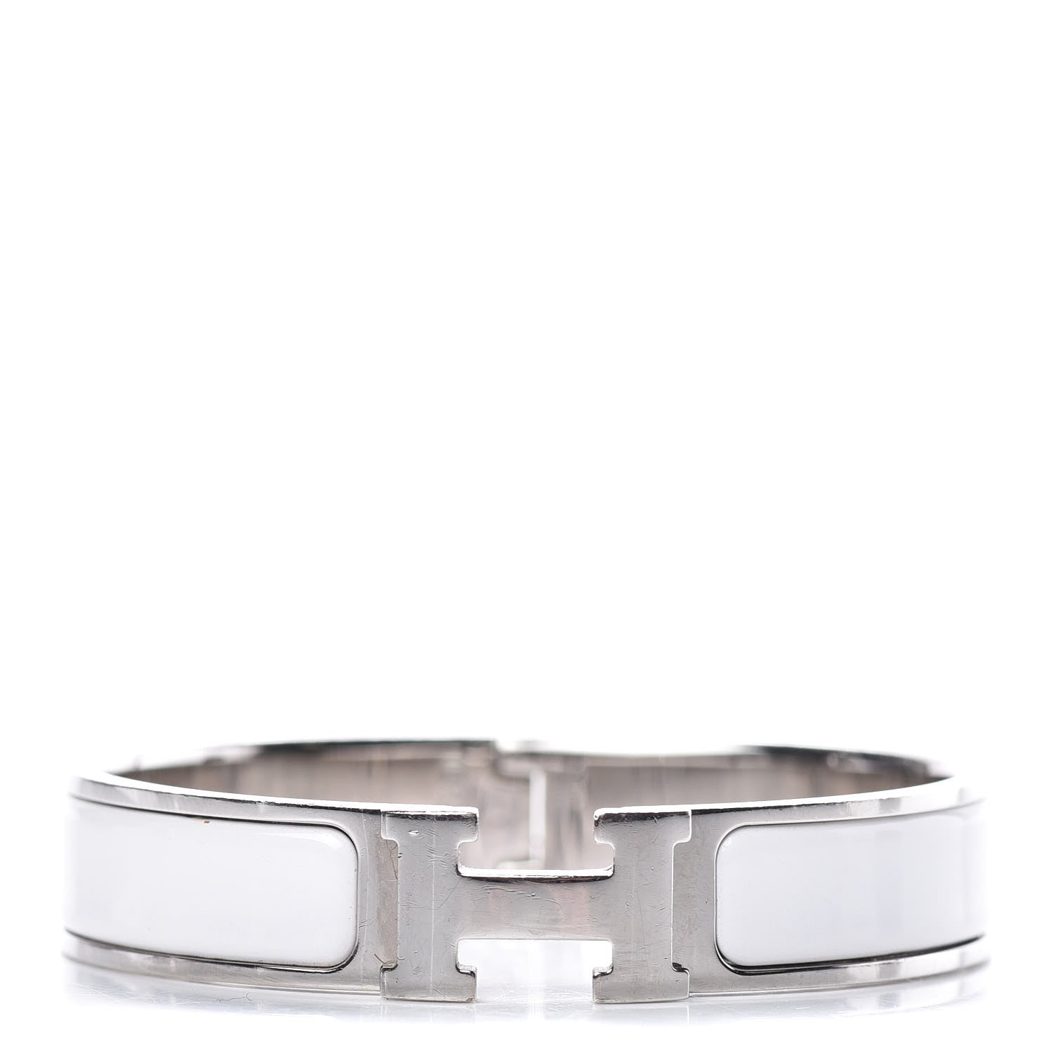 Hermes Enamel Narrow Clic Clac H Bracelet PM White 1 of 5