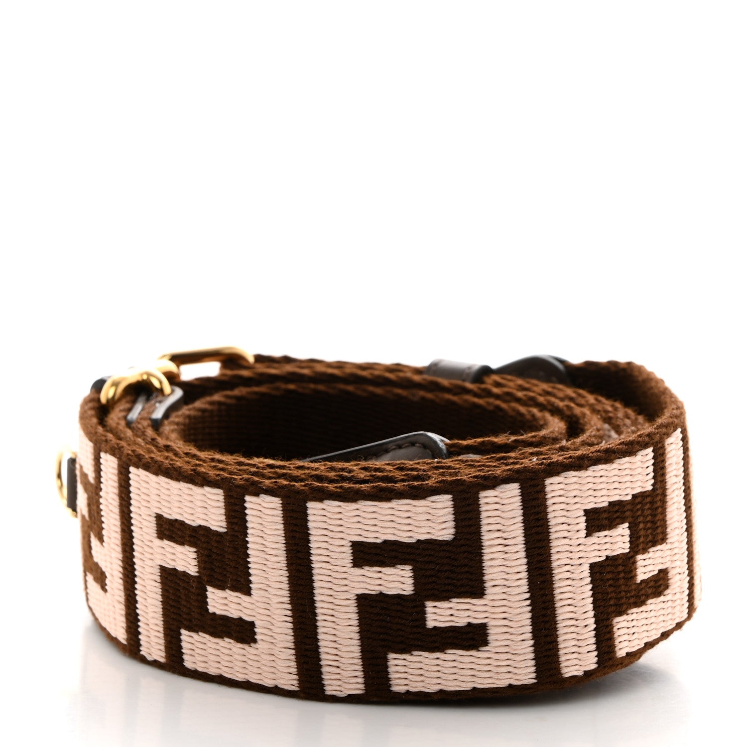 Fendi Jacquard Ribbon Vitello King FF Bi-Color Intreccio Adjustable Strap You 2 of 5