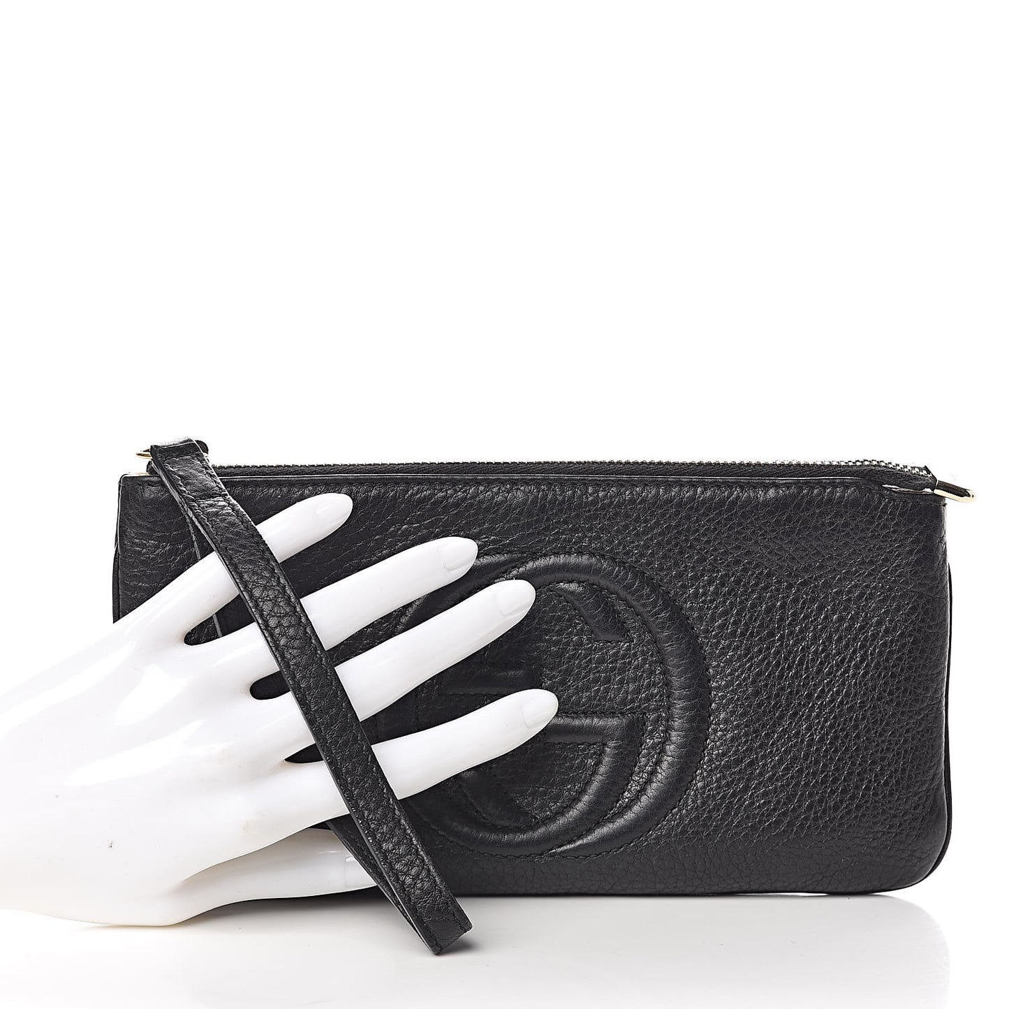 Pebbled Calfskin Soho Wristlet Black