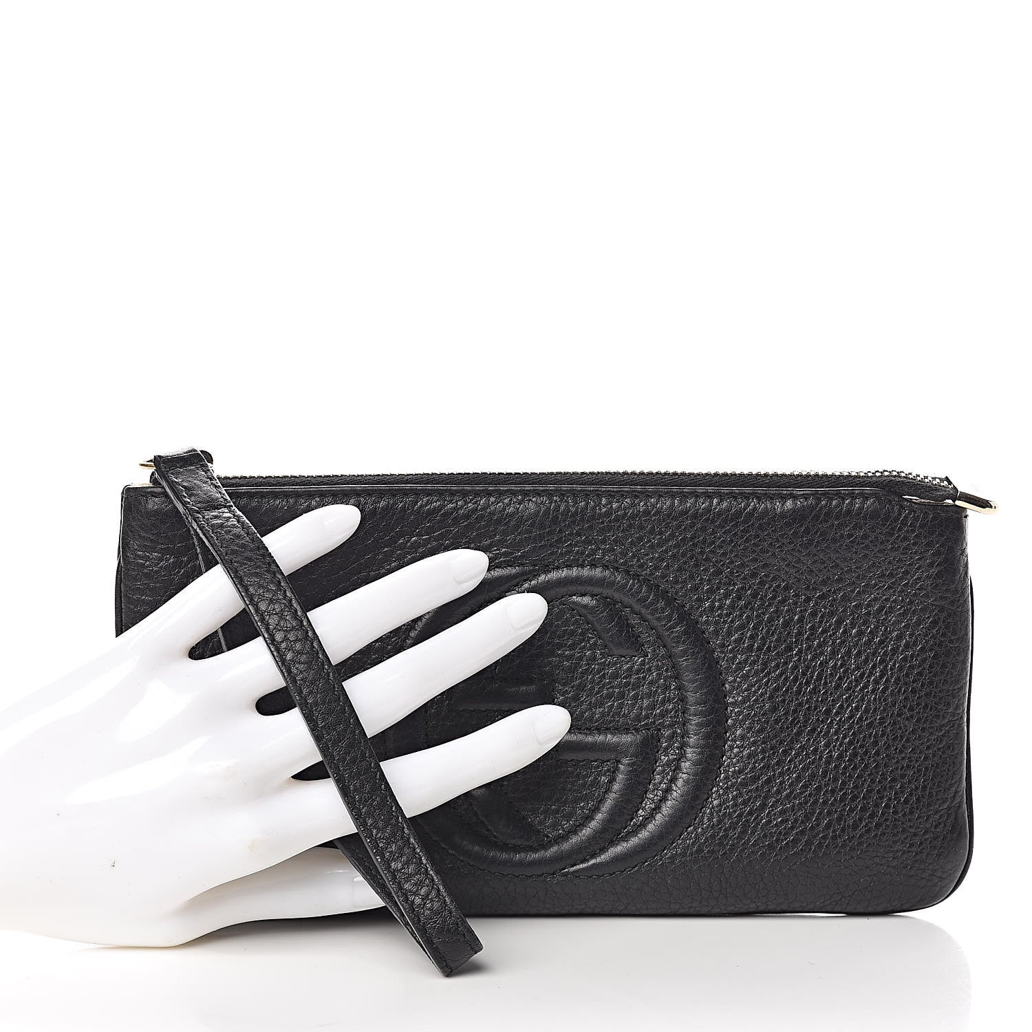 Gucci Pebbled Calfskin Soho Wristlet Black 2 of 8