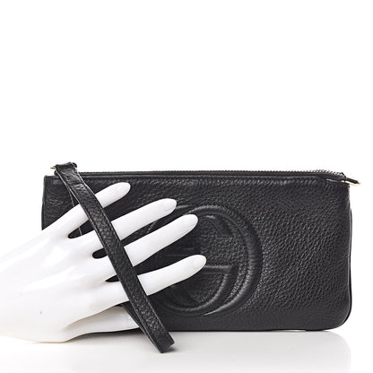 Gucci Pebbled Calfskin Soho Wristlet Black 2 of 8