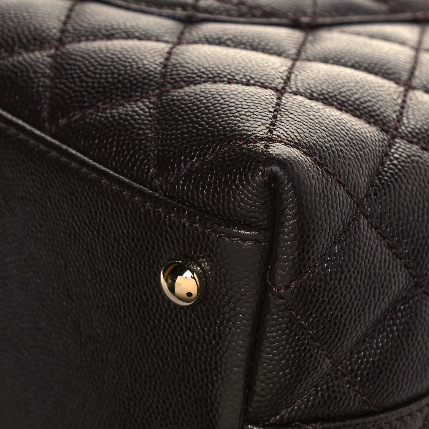 Caviar Quilted Small Coco Handle Flap Dark Brown