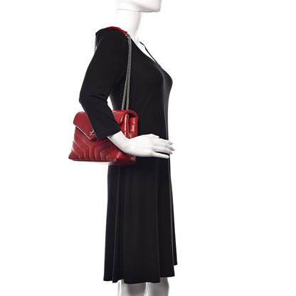 Saint Laurent Calfskin Y Quilted Monogram Small Loulou Crossbody Bag Red 2 of 12