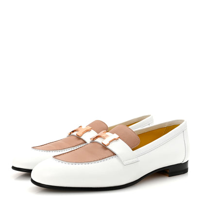 Hermes Calfskin Womens Paris Loafers 37.5 White Bois De Santal 4 of 10