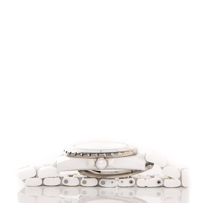 Chanel Stainless Steel Ceramic Diamond 38mm J12 Automatic Watch White 8 of 9