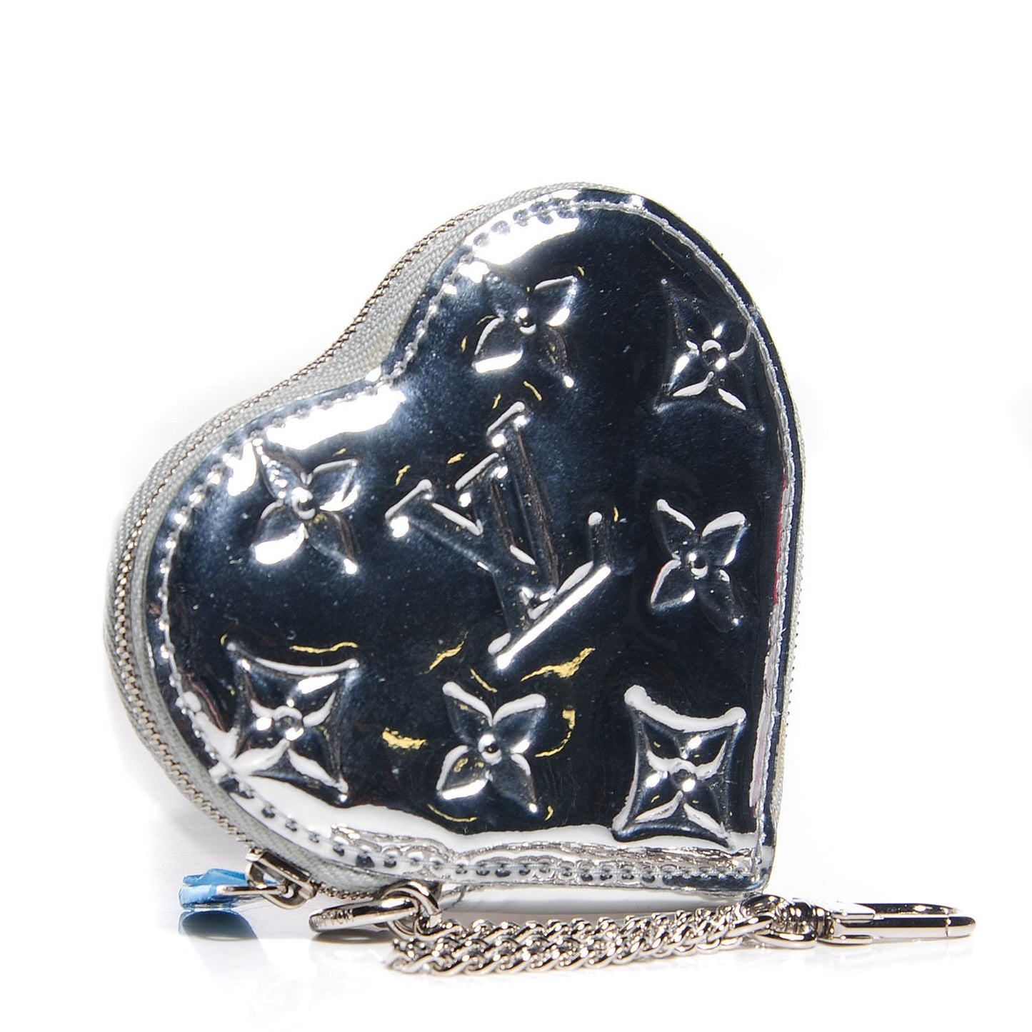 Monogram Miroir Heart Coin Purse Silver