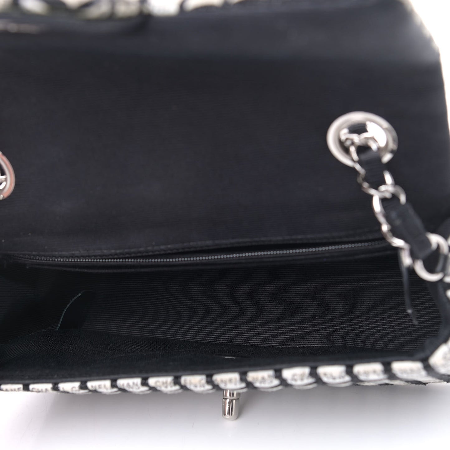 Ribbon Tweed Mini Rectangular Flap Black Ivory