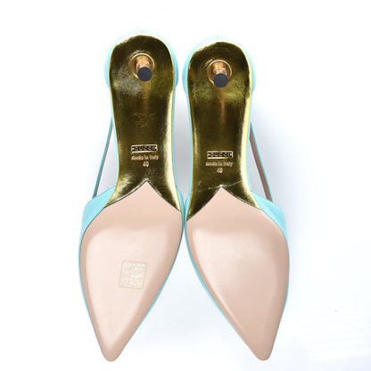 Gucci Malaga Kid Unia Cherry Pumps 40 New Acquamarine Emerald Cocoa 4 of 9