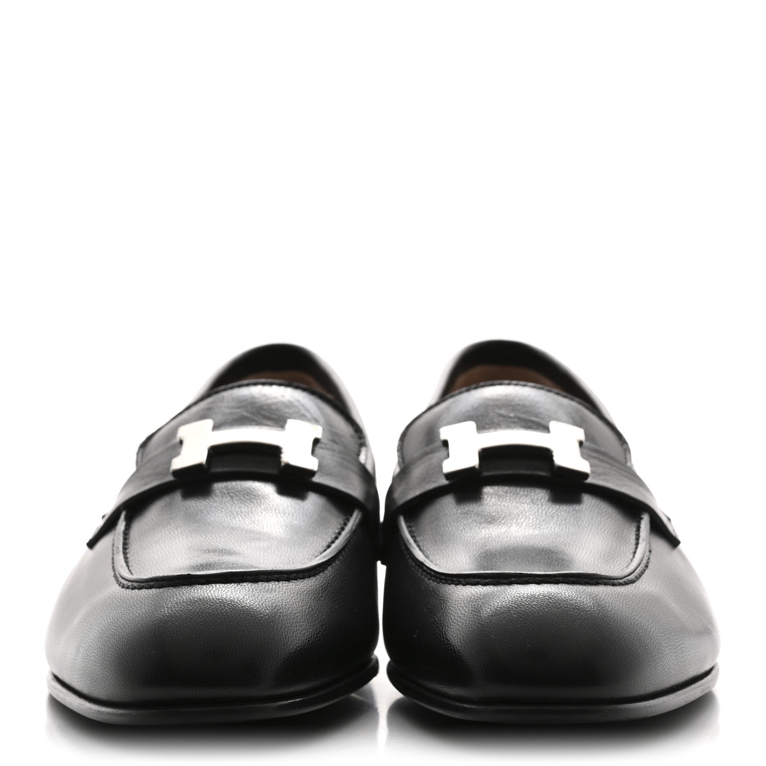 Hermes Goatskin Womens Paris Loafers 41 Black 3 of 10