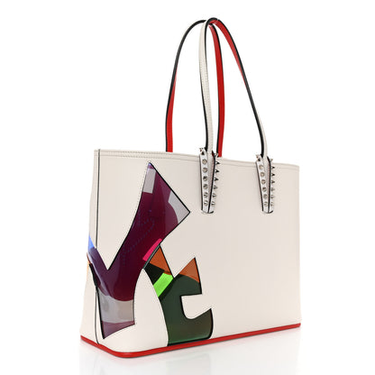 Christian Louboutin Calfskin PVC Love Spikes East West Cabata Tote Latte Multicolor 4 of 11