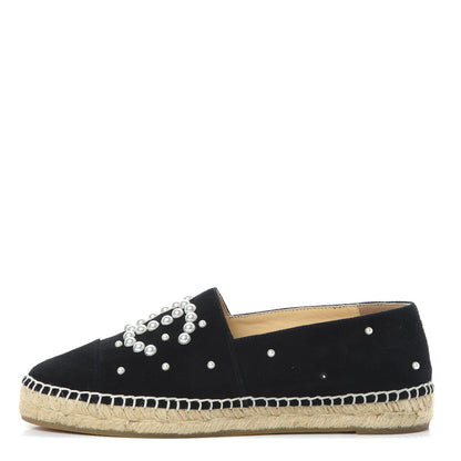 Chanel Suede Pearl CC Espadrilles 41 Black 1 of 10