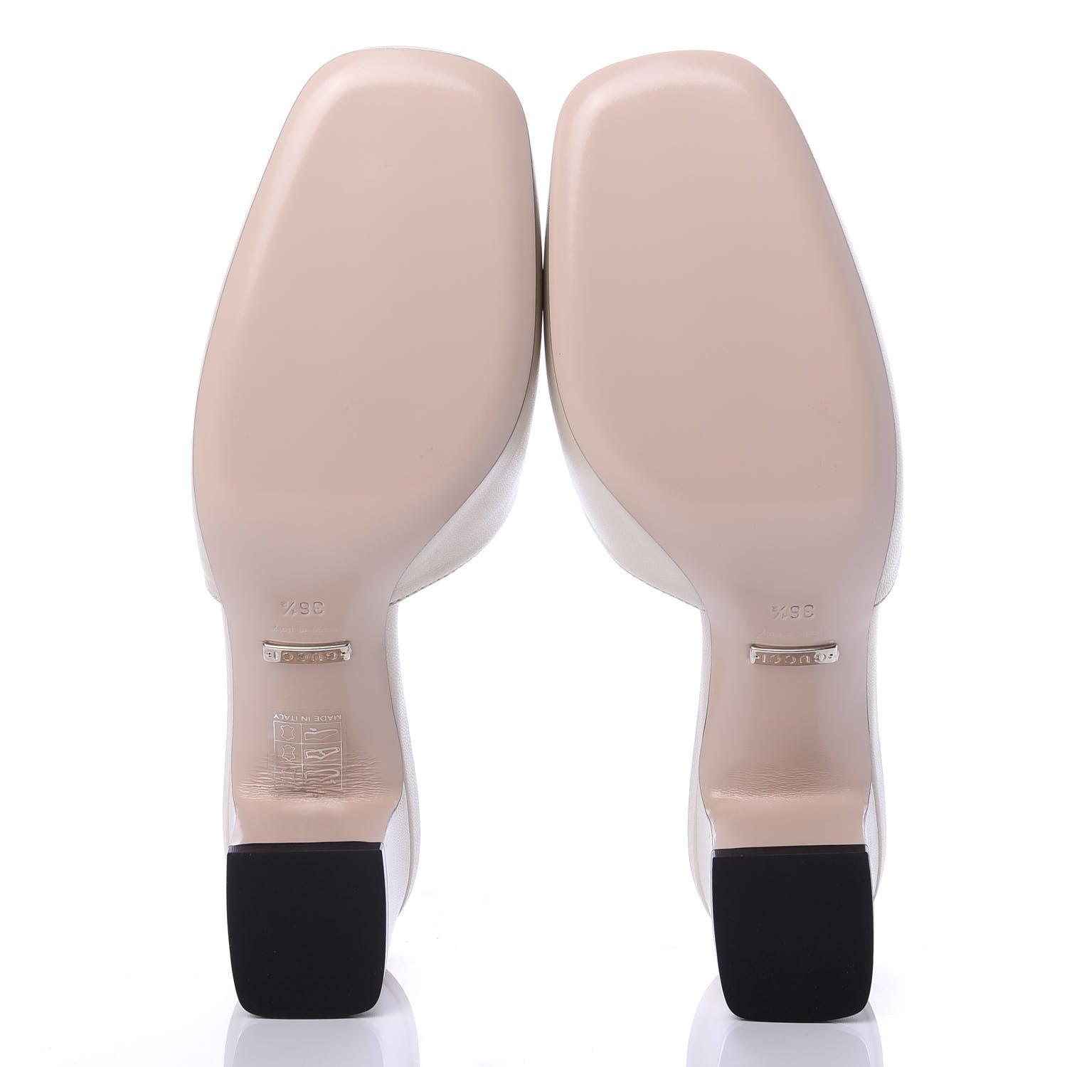 Gucci Malaga Kid Crystal Square G Madelyn Mules 36.5 Vintage White 6 of 11
