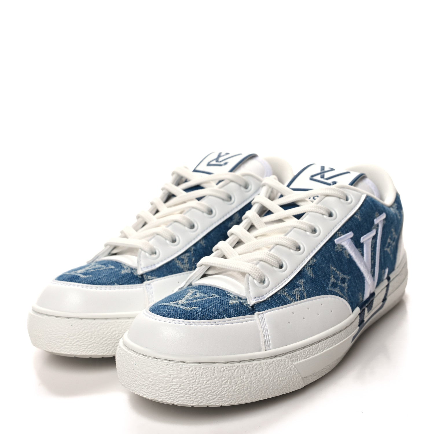 Louis Vuitton Denim Charlie Trainers 38 White Blue 3 of 8