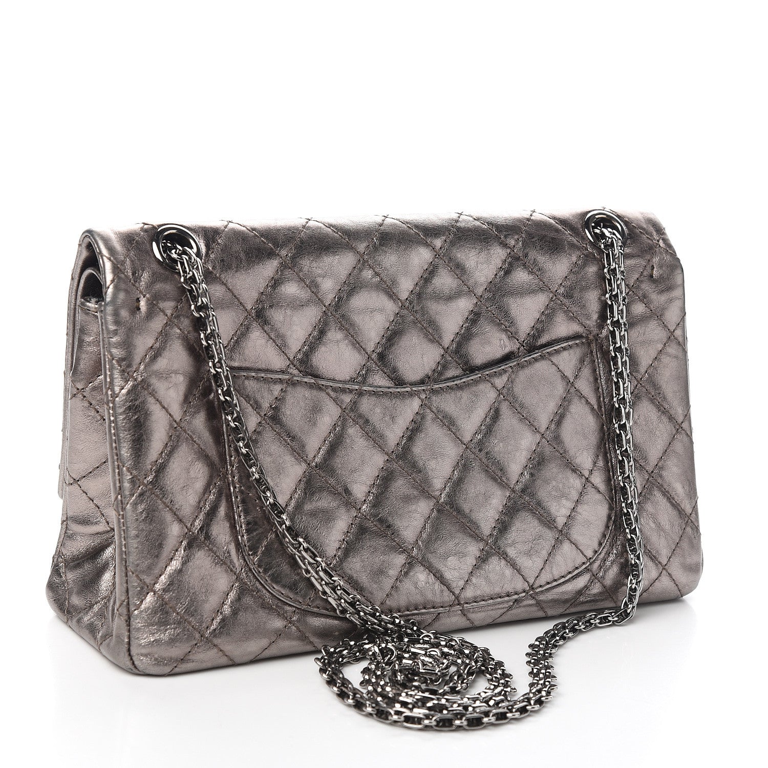 Chanel Metallic Aged Calfskin Quilted 2.55 Reissue 226 Flap Dark Silver 2 of 11