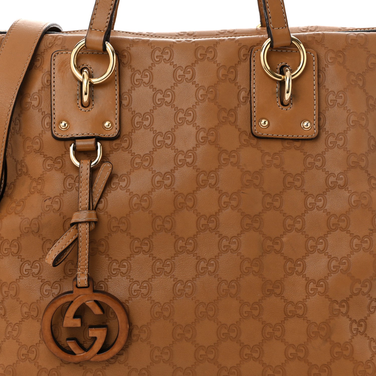 Gucci Guccissima Medium GG Charm Satchel Brown 8 of 11