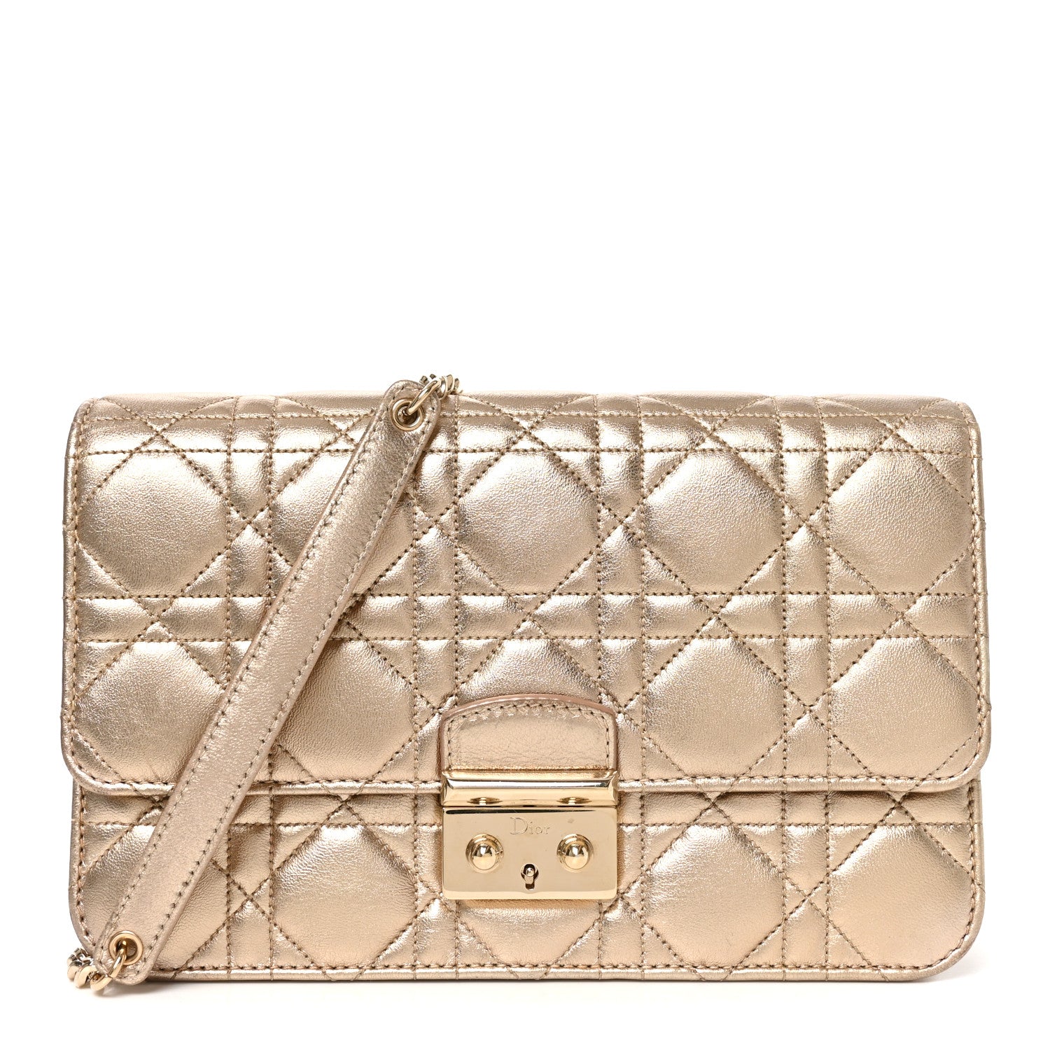 Christian Dior Metallic Lambskin Cannage Miss Dior Promenade Pouch Gold 1 of 9
