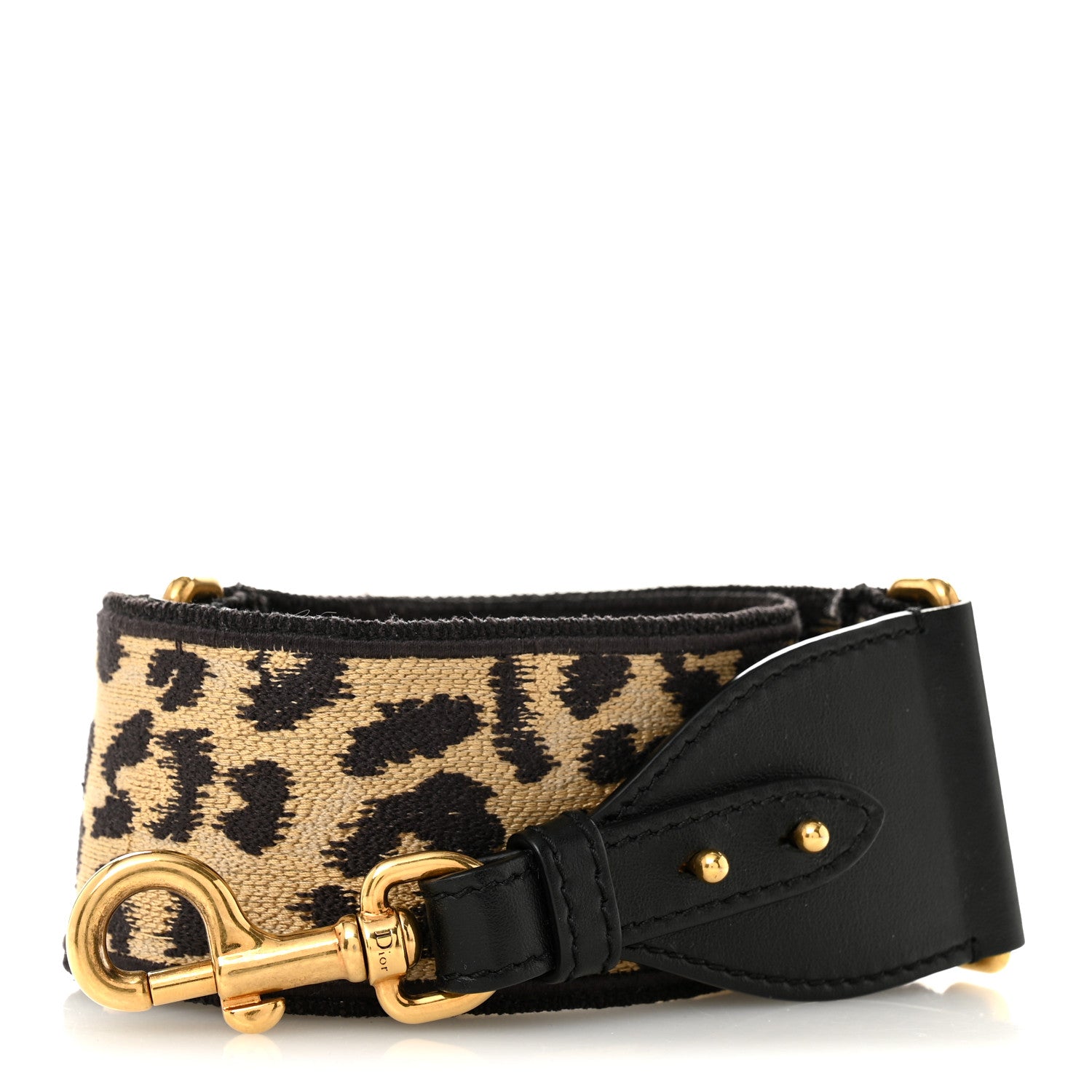 Christian Dior Canvas Mizza Embroidered Leopard Shoulder Strap