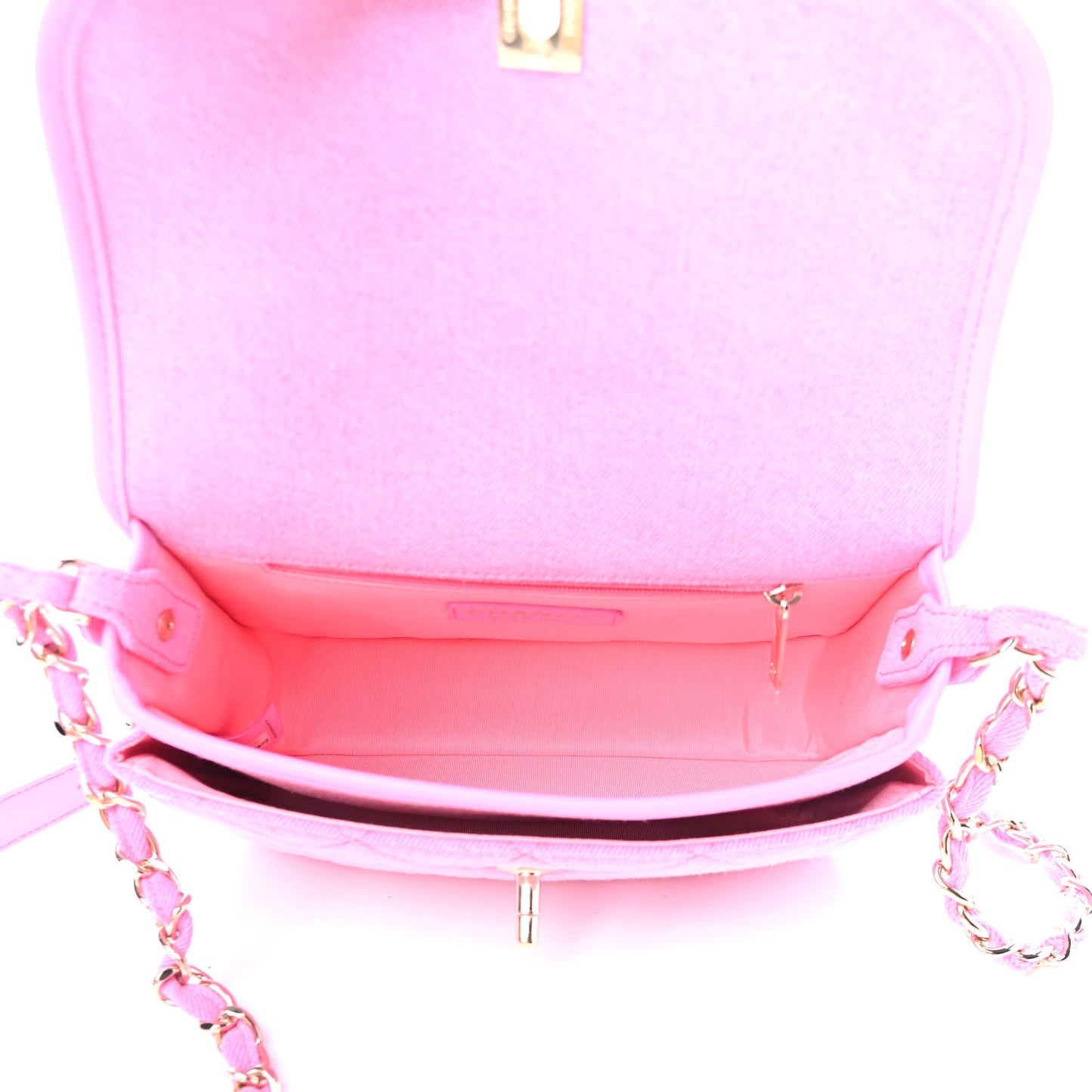 Denim Quilted Small Messenger Flap Neon Pink