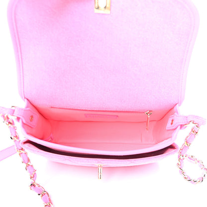 Chanel Denim Quilted Small Messenger Flap Neon Pink 7 of 8