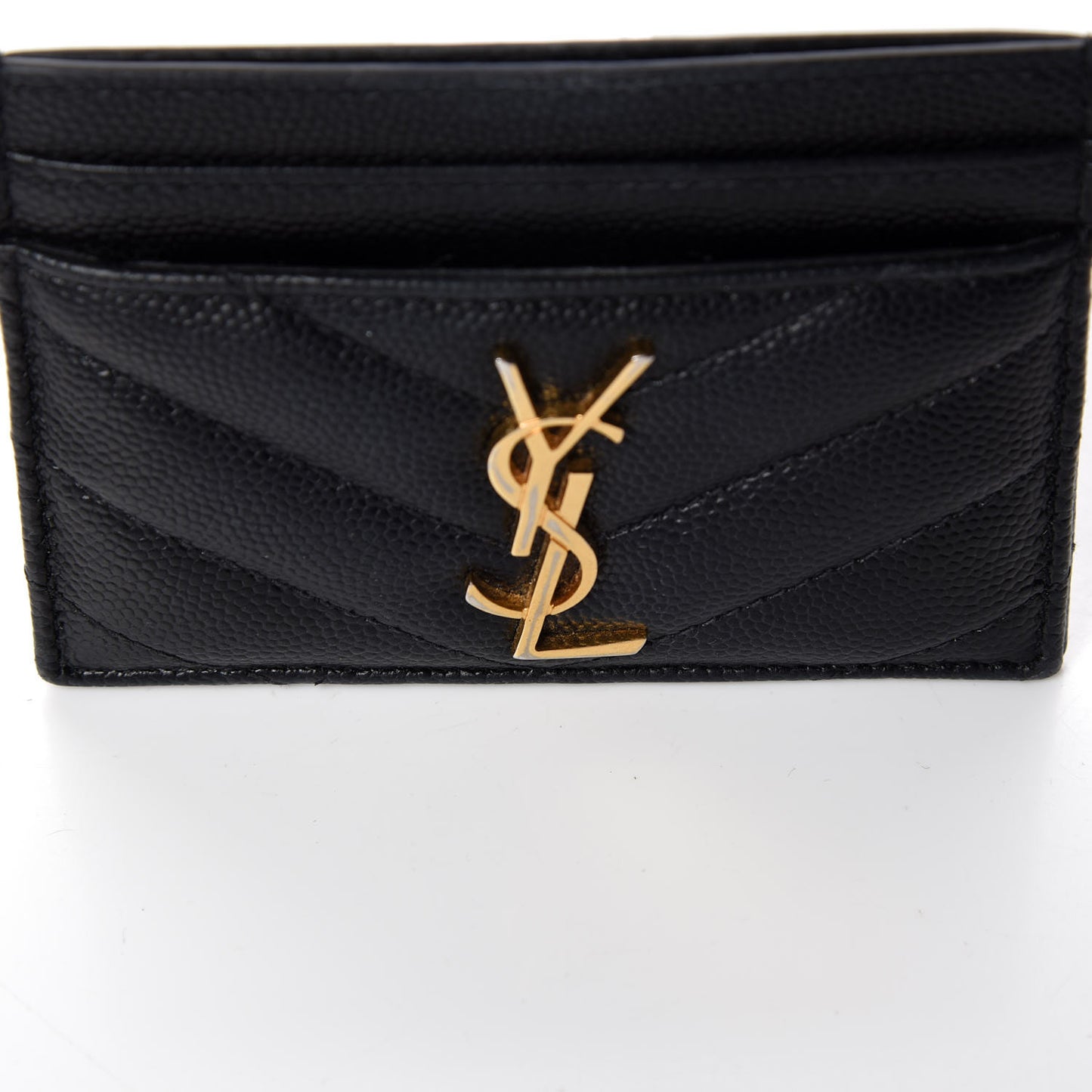 Grain De Poudre Matelasse Chevron Monogram Credit Card Case Black