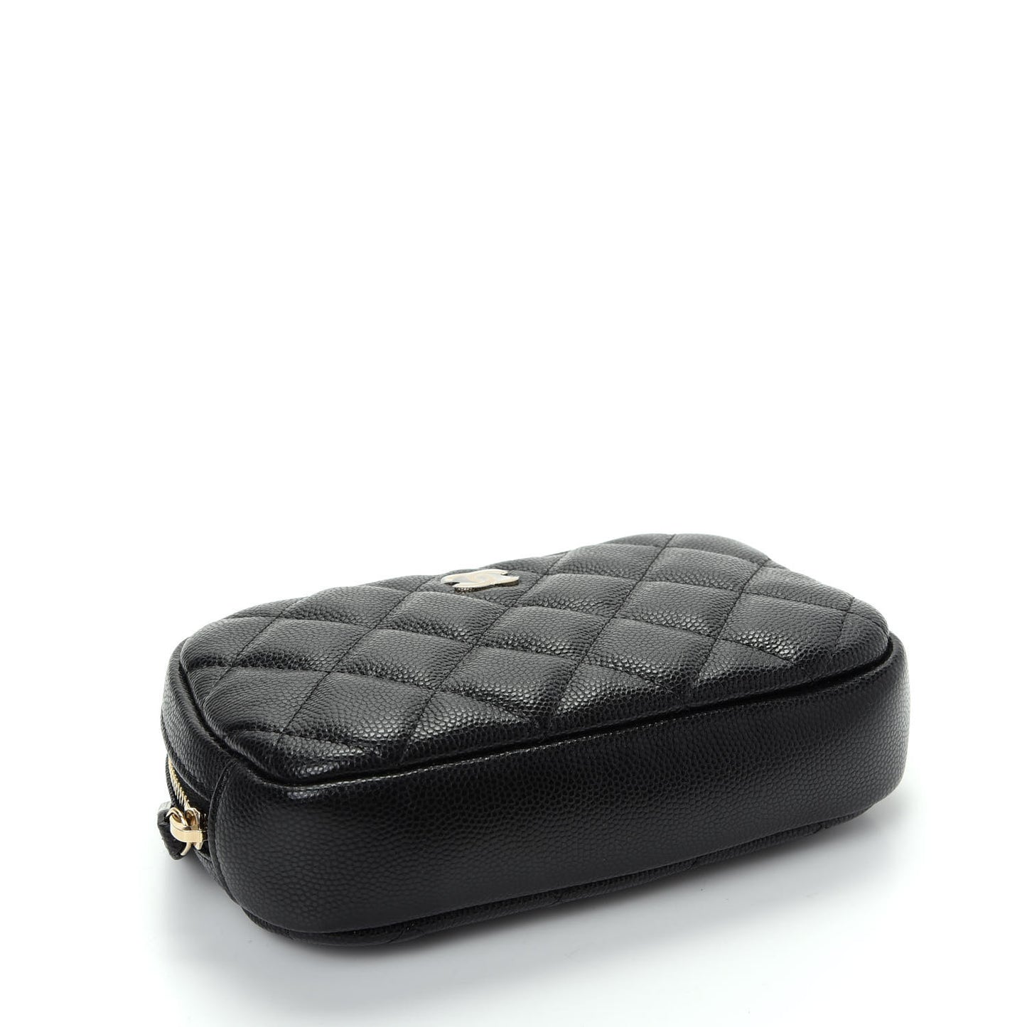 Caviar Quilted Small Curvy Pouch Cosmetic Case Black