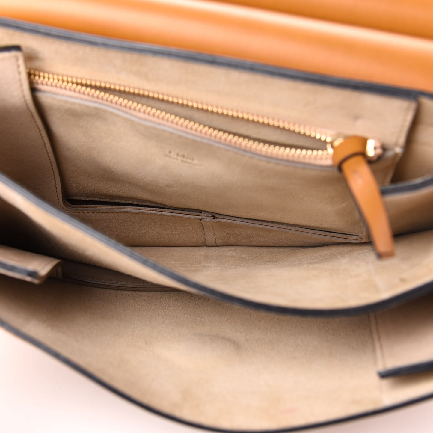 Suede Calfskin Medium Faye Shoulder Bag Mustard Brown