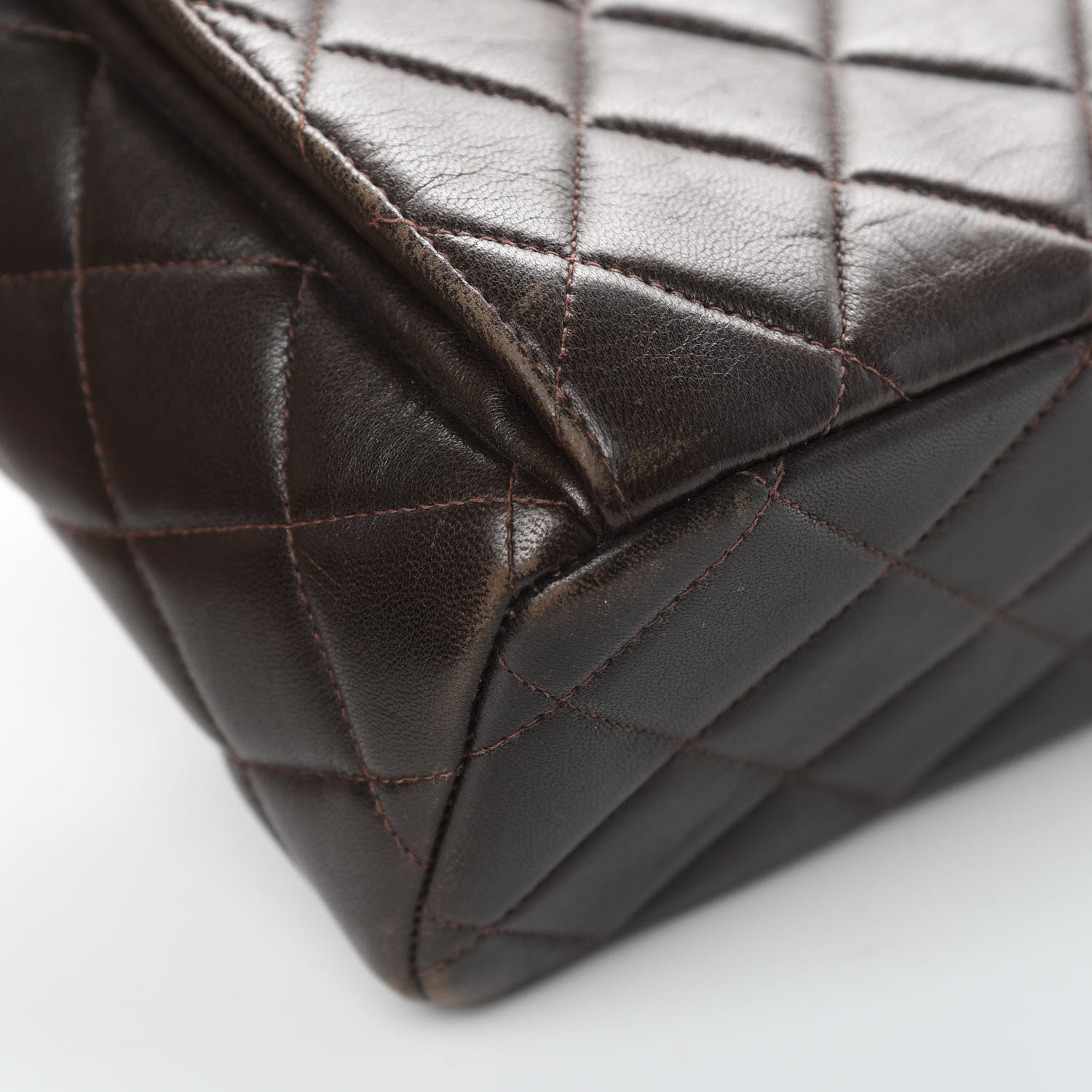 Chanel Lambskin Quilted Flap Shoulder Bag Dark Brown 10 of 17