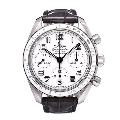 Omega Stainless Steel Alligator 38mm Speedmaster Automatic Chronograph Watch White 324.33.38.40.04.001 1 of 7