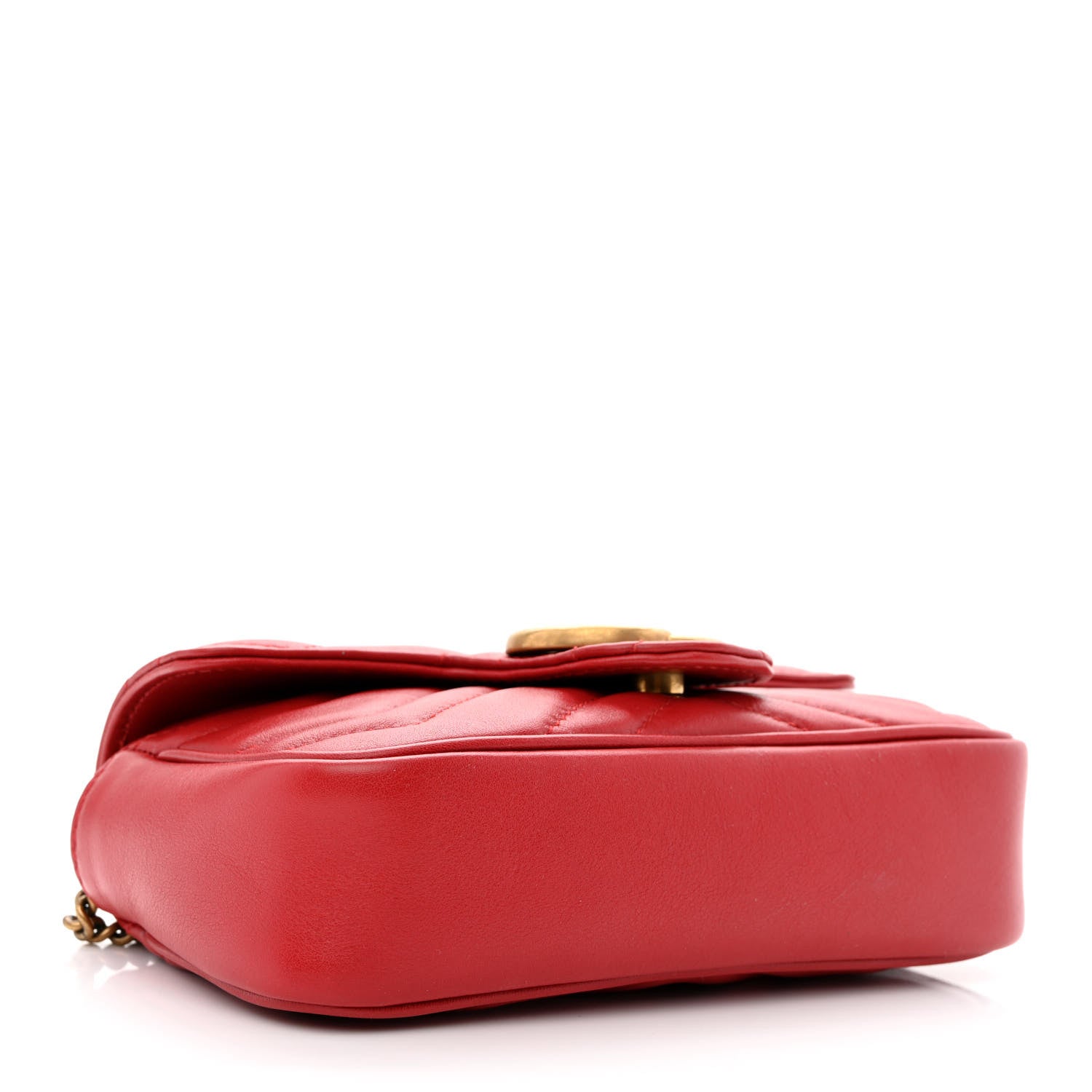 Gucci Calfskin Matelasse Super Mini GG Marmont Shoulder Bag Hibiscus Red 4 of 10
