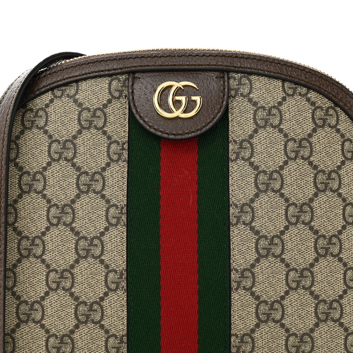 GG Supreme Monogram Textured Dollar Calfskin Web Small Ophidia Dome Shoulder Bag Beige Ebony New Acero