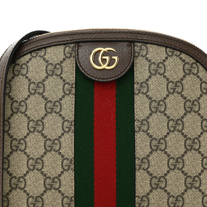 Gucci GG Supreme Monogram Textured Dollar Calfskin Web Small Ophidia Dome Shoulder Bag Beige Ebony New Acero 8 of 13