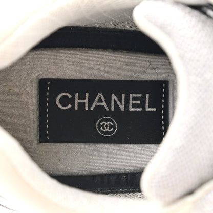 Chanel Nylon Calfskin Suede Womens CC Sneakers 39.5 Grey Beige 6 of 14
