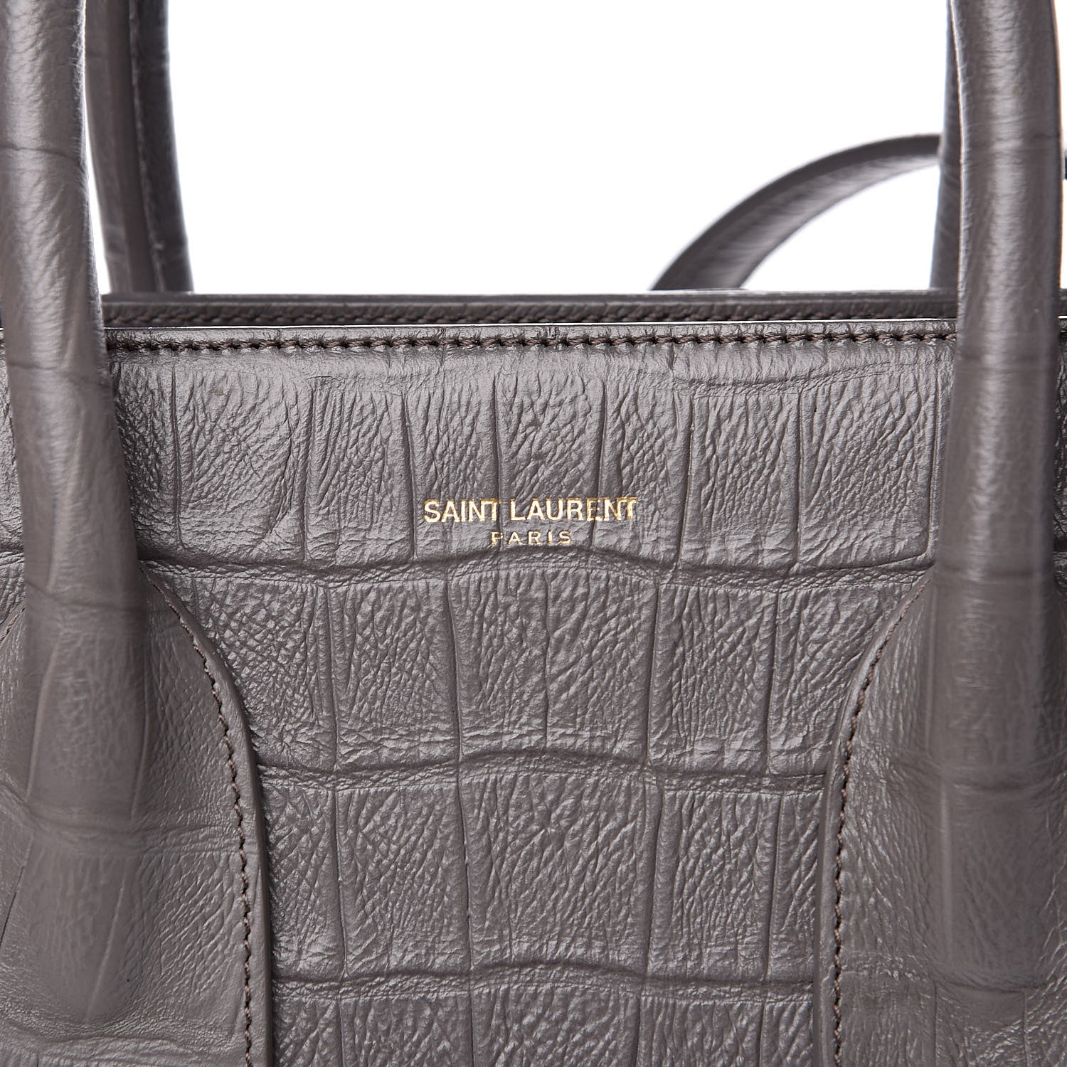 Saint Laurent Calfskin Crocodile Embossed Small Sac De Jour Fog 7 of 13