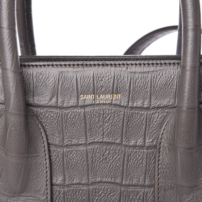 Saint Laurent Calfskin Crocodile Embossed Small Sac De Jour Fog 7 of 13